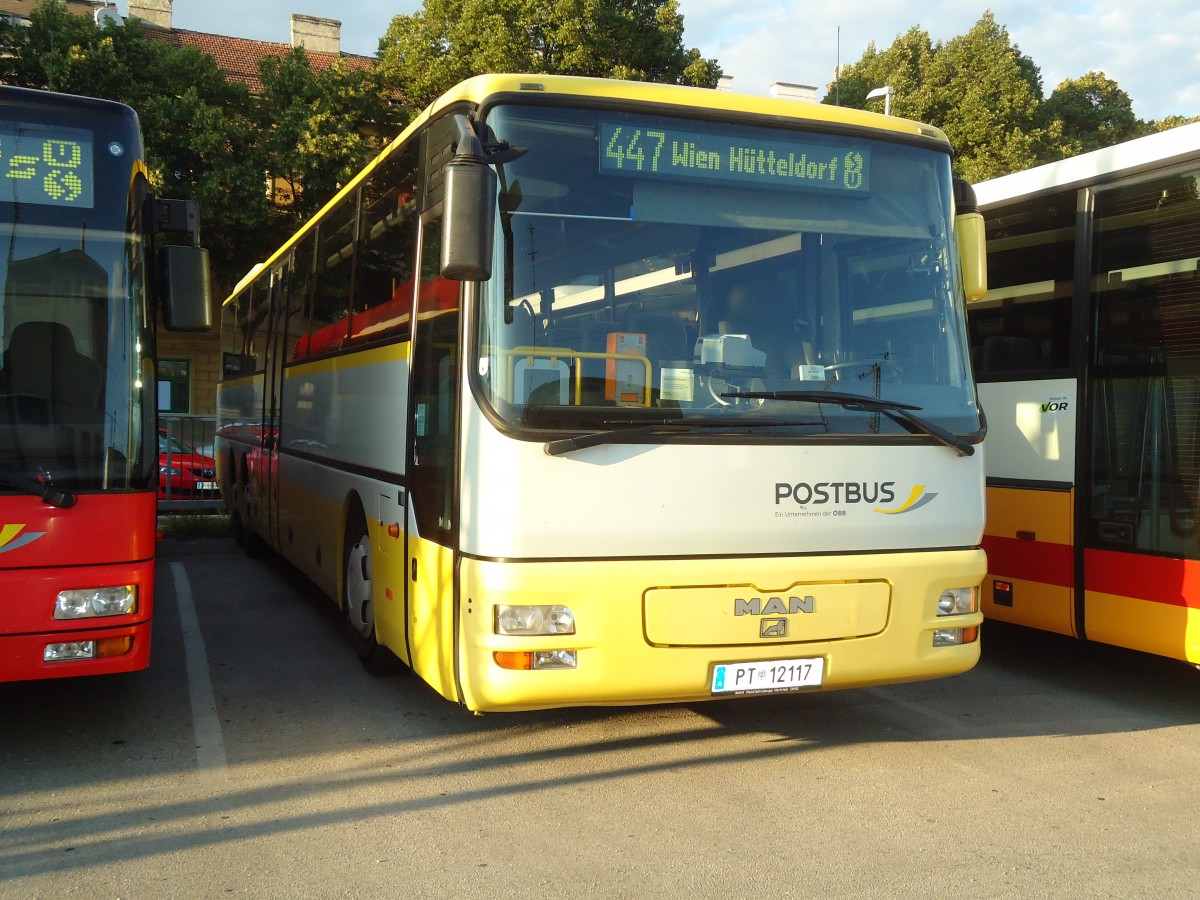 (128'460) - PostBus - PT 12'117 - MAN am 9. August 2010 in Wien, Garage Htteldorf