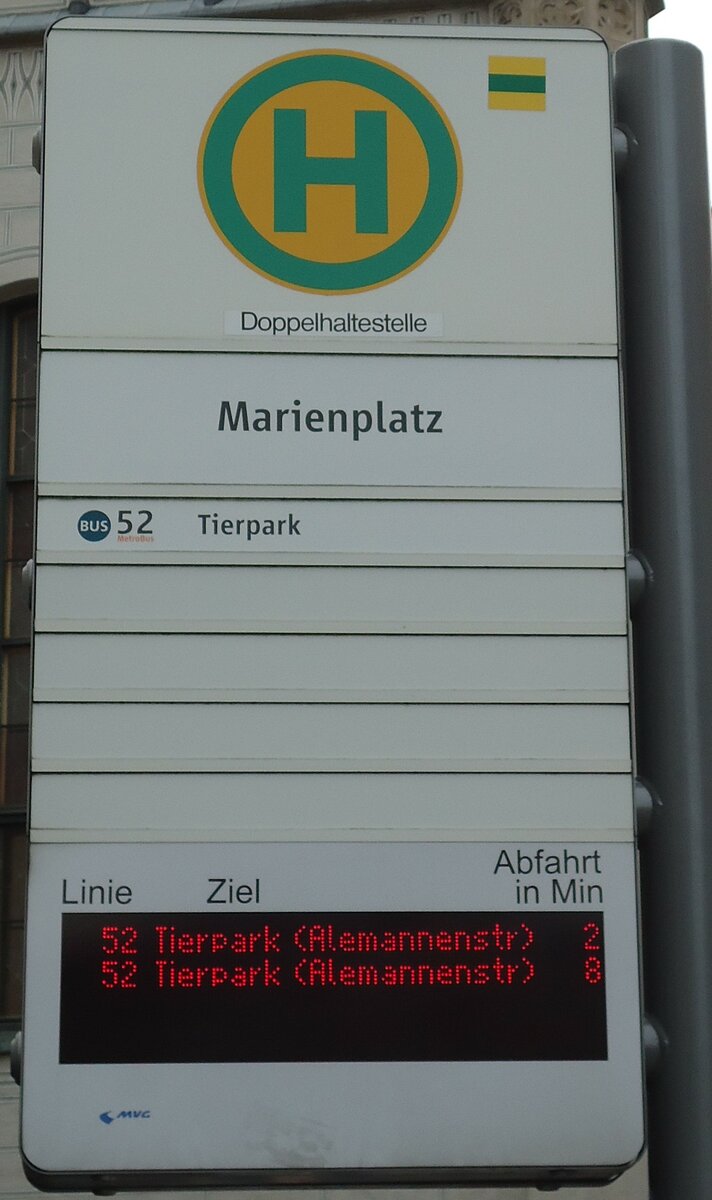 (128'600) - MVG-Haltestellenschild - Mnchen, Marienplatz - am 11. August 2010