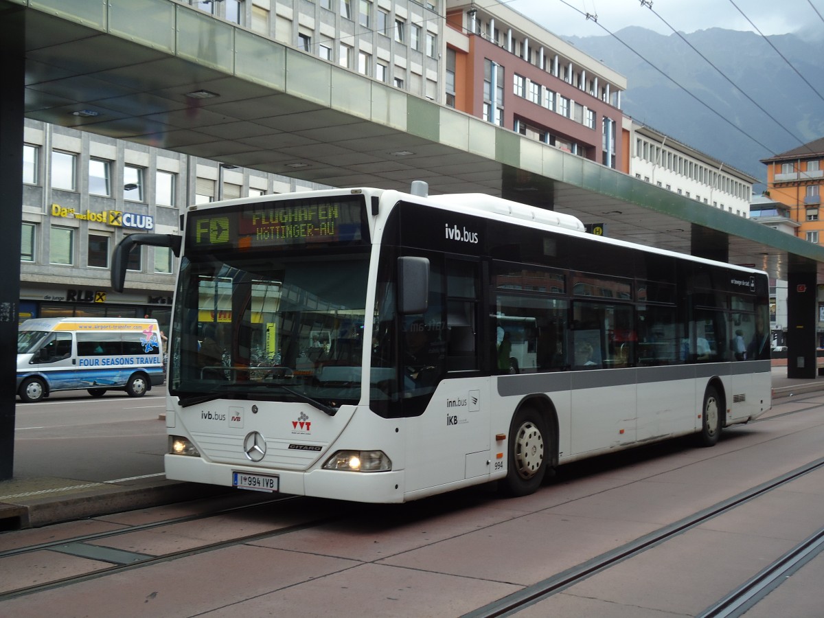 (128'645) - IVB Innsbruck - Nr. 994/I 994 IVB - Mercedes am 11. August 2010 beim Bahnhof Innsbruck