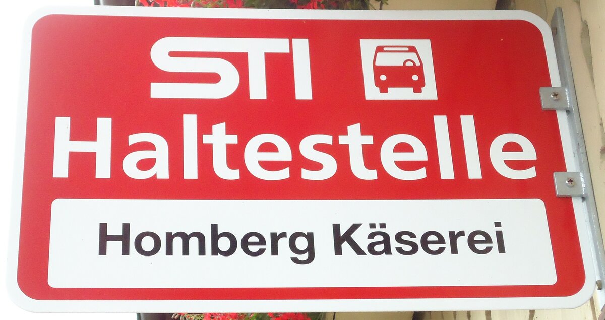 (128'760) - STI-Haltestellenschild - Homberg, Homberg Kserei - am 15. August 2010