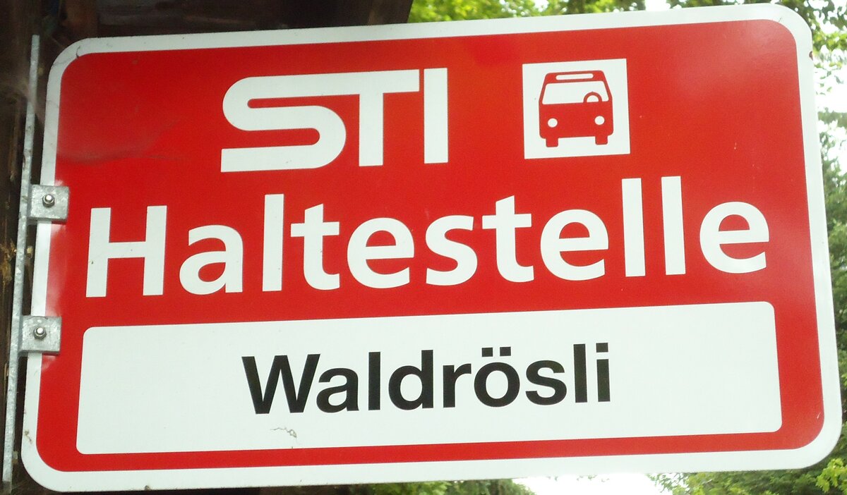 (128'765) - STI-Haltestellenschild - Schwendibach, Waldrsli - am 15. August 2010
