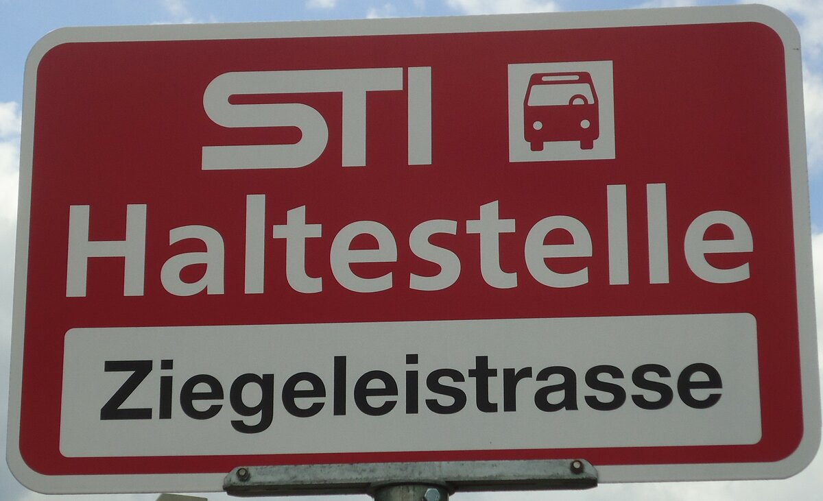 (128'769) - STI-Haltestellenschild - Steffisburg, Ziegelei - am 15. August 2010