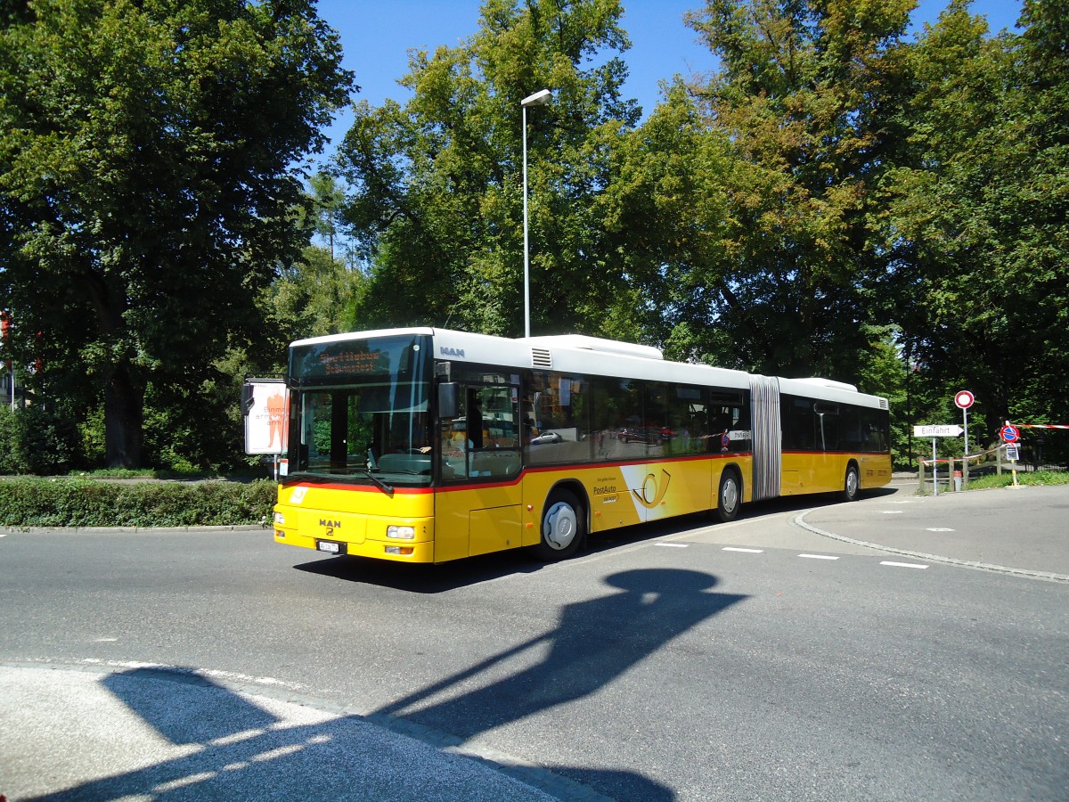 (129'057) - Stutz, Jonen - Nr. 146/AG 336'774 - MAN (ex Nr. 28) am 22. August 2010 beim Bahnhof Frauenfeld