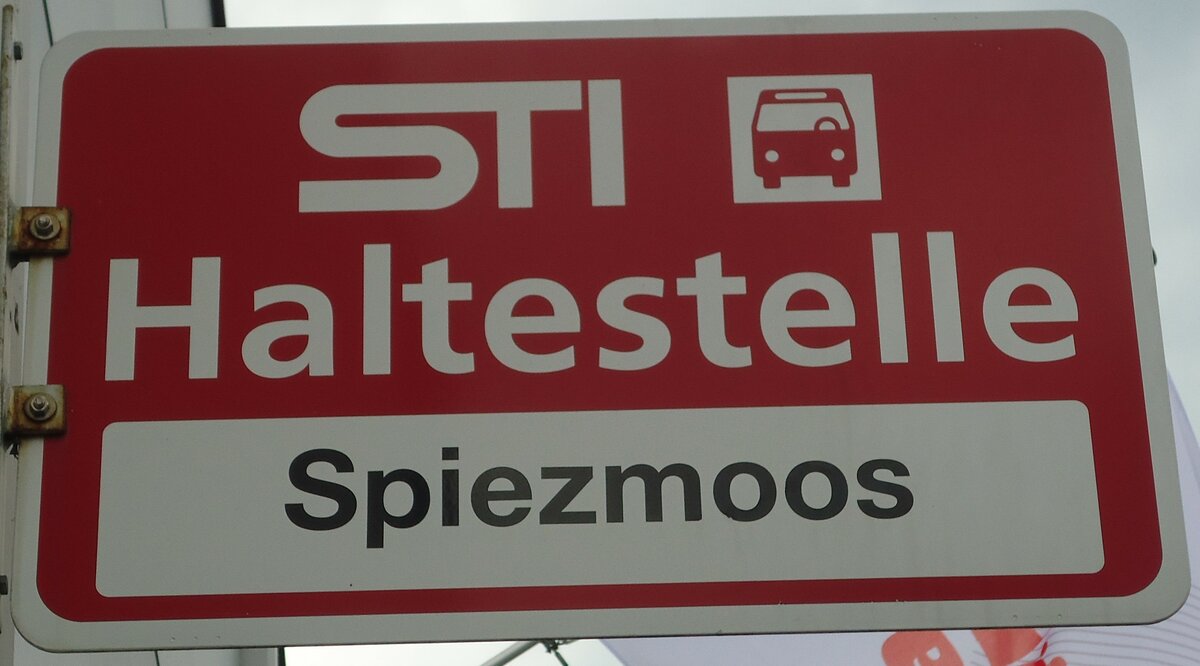 (129'133) - STI-Haltestellenschild - Spiez, Spiezmoos - am 23. August 2010