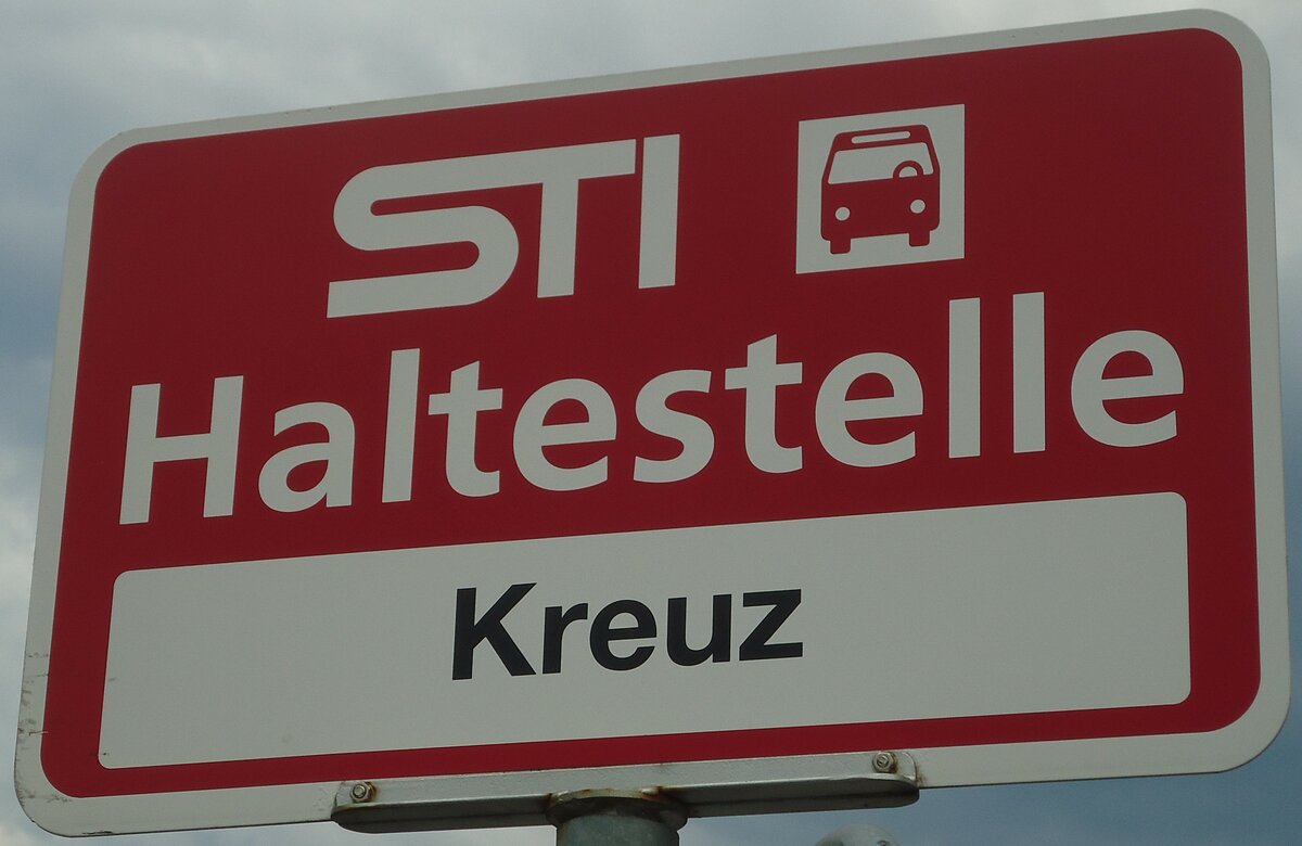 (129'134) - STI-Haltestellenschild - Spiez, Kreuz - am 23. August 2010