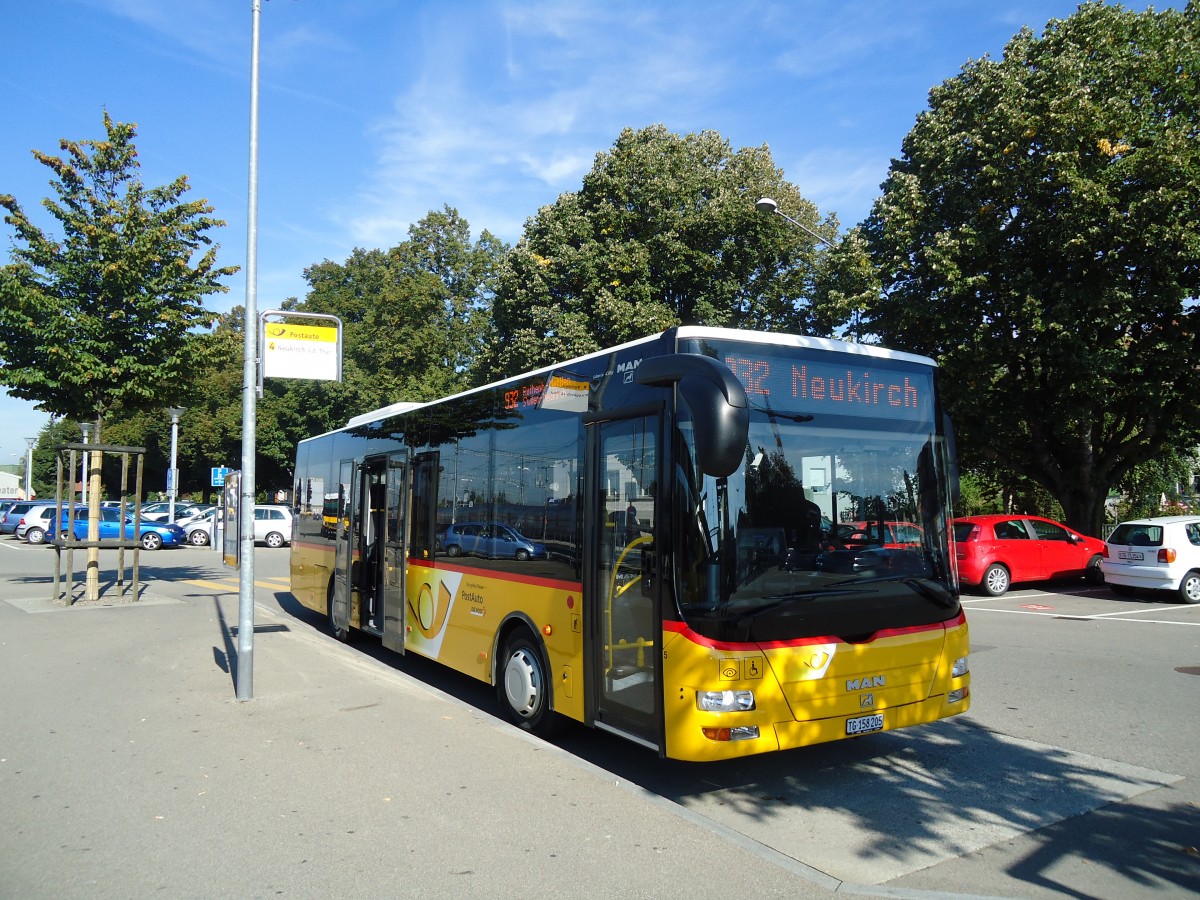 (130'056) - PostAuto Ostschweiz - Nr. 5/TG 158'205 - MAN am 20. September 2010 beim Bahnhof Weinfelden