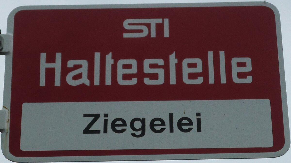 (130'296) - STI-Haltestellenschild - Steffisburg, Ziegelei - am 10. Oktober 2010