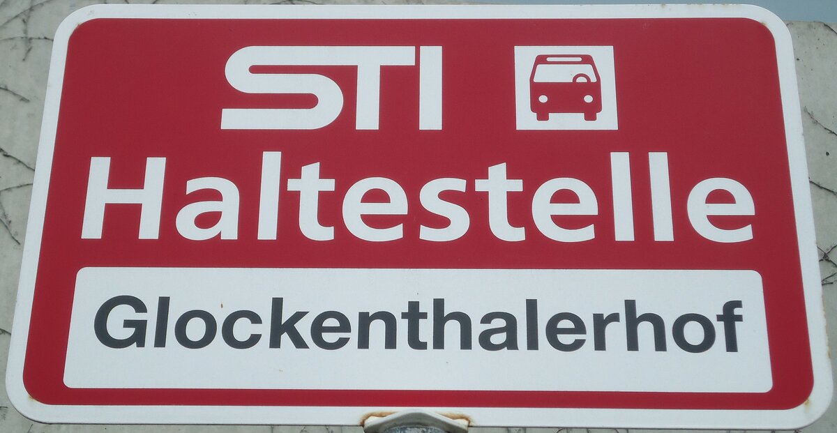 (130'298) - STI-Haltestellenschild - Steffisburg, Glockenthalerhof - am 10. Oktober 2010