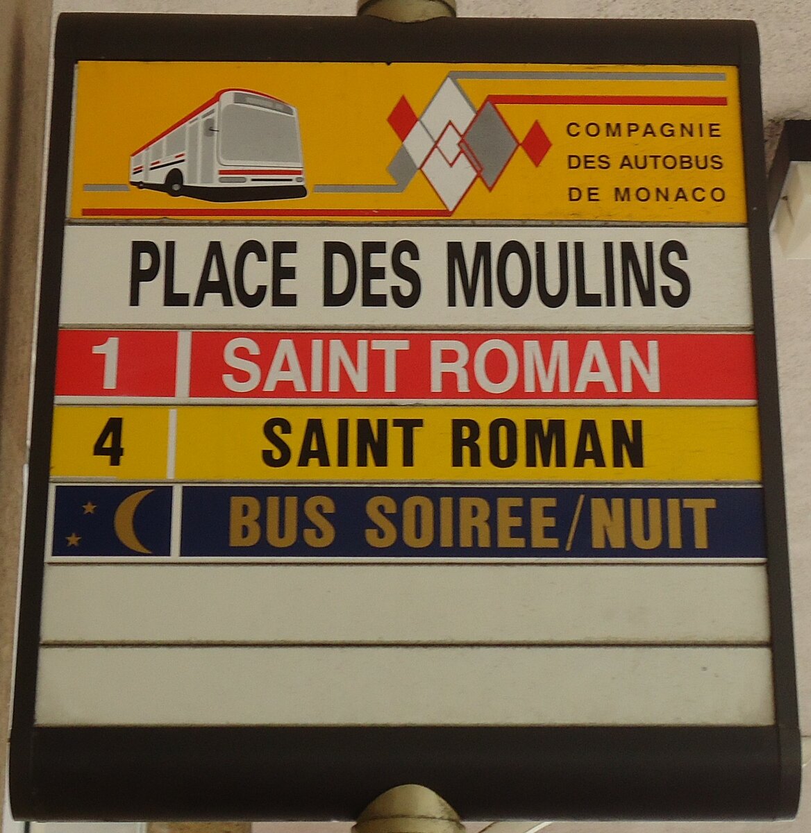 (130'672) - CAM-Haltestellenschild - Monaco, Place des Moulins - am 16. Oktober 2010