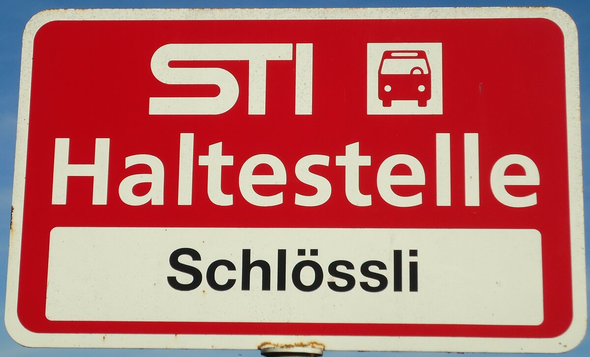 (130'834) - STI-Haltestellenschild - Pohlern, Schlssli - am 22. November 2011