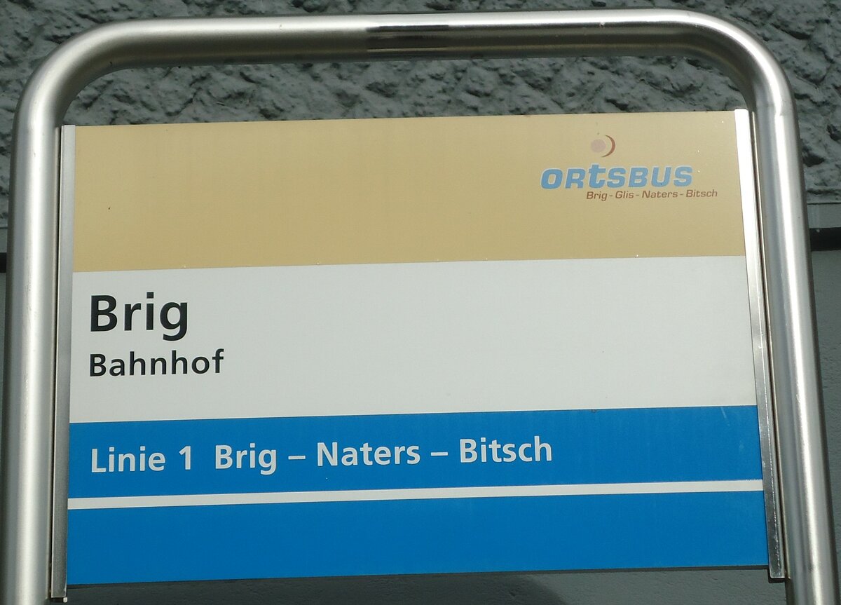 (130'846) - ORtSBUS-Haltestellenschild - Brig, Bahnhof - am 1. November 2010