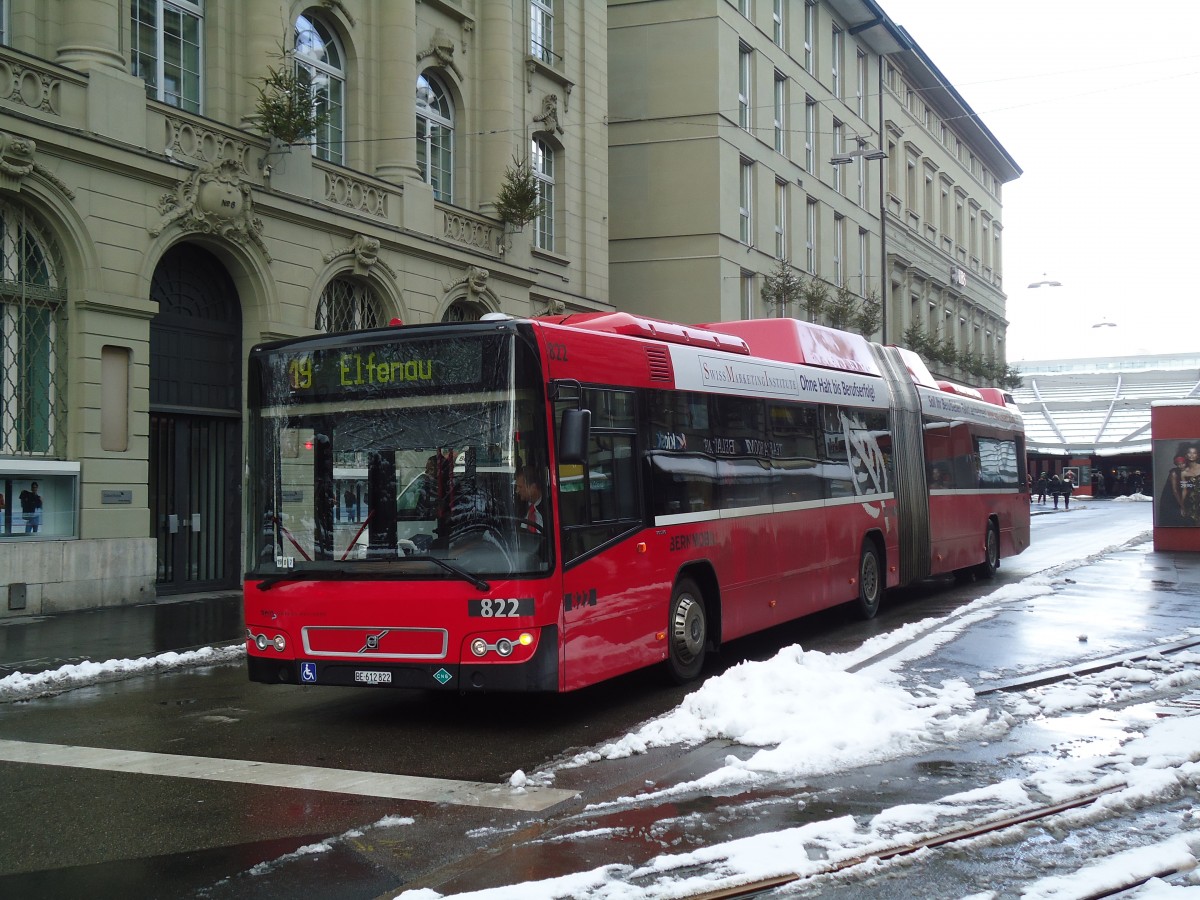 (131'171) - Bernmobil, Bern - Nr. 822/BE 612'822 - Volvo am 29. November 2010 beim Bahnhof Bern