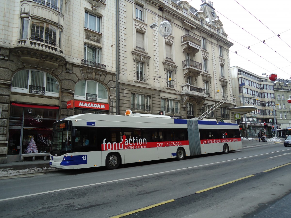 (131'231) - TL Lausanne - Nr. 847 - Hess/Hess Gelenktrolleybus am 5. Dezember 2010 in Lausanne, Bel-Air