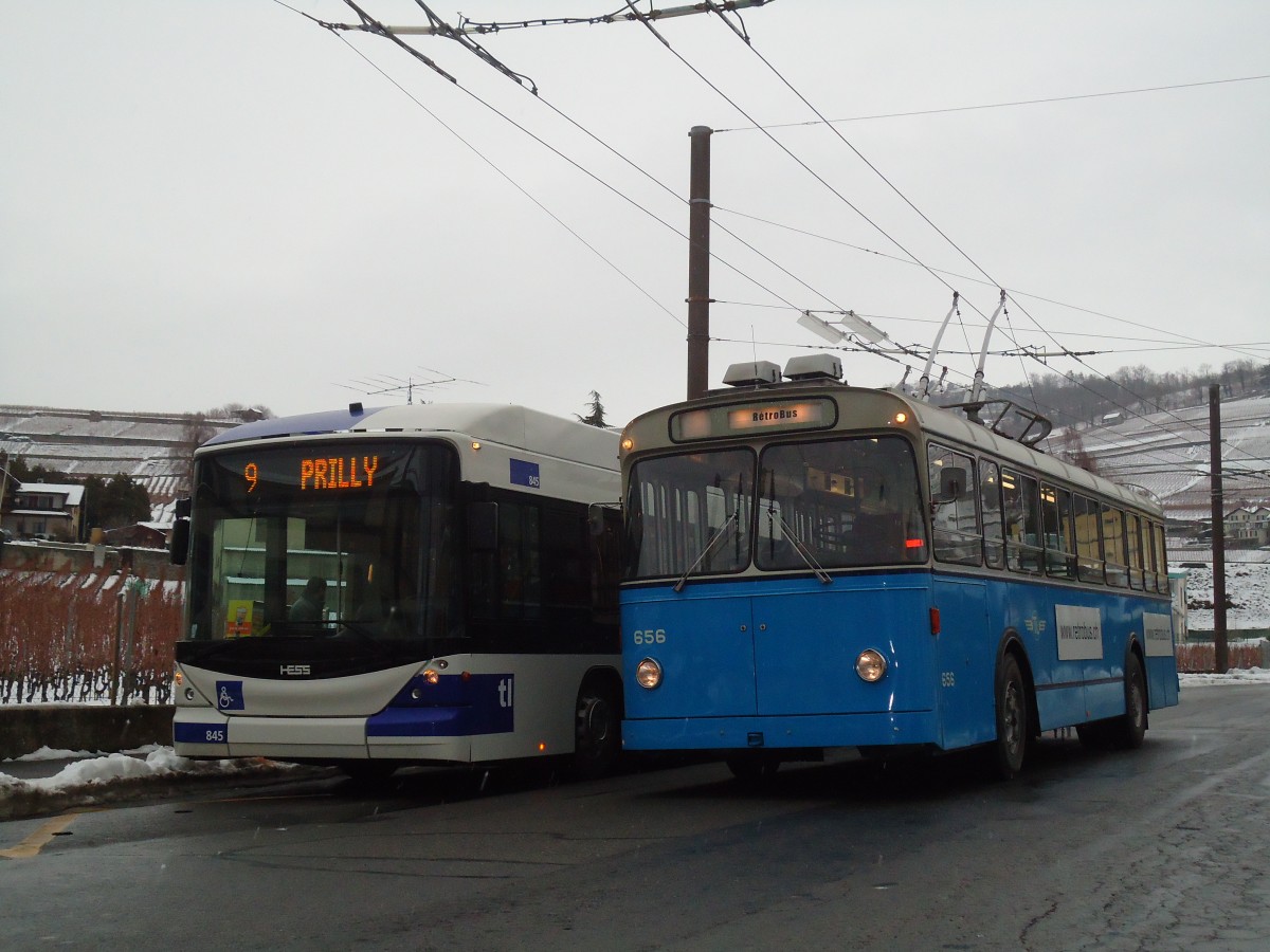 (131'279) - TL Lausanne (Rtrobus) - Nr. 656 - FBW/Eggli Trolleybus am 5. Dezember 2010 in Lutry, Corniche