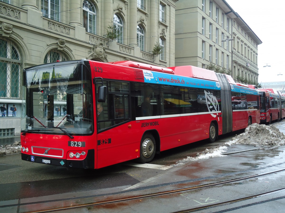 (131'366) - Bernmobil, Bern - Nr. 829/BE 612'829 - Volvo am 7. Dezember 2010 beim Bahnhof Bern