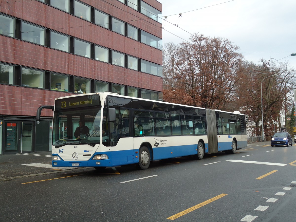 (131'479) - VBL Luzern - Nr. 147/LU 15'079 - Mercedes (ex Heggli, Kriens Nr. 709) am 8. Dezember 2010 in Luzern, Maihof