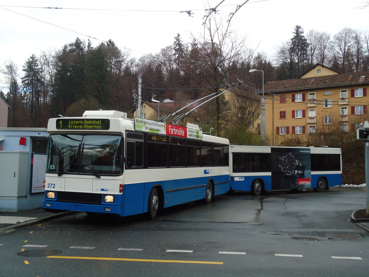 (131'489) - VBL Luzern - Nr. 272 - NAW/R&J-Hess Trolleybus am 8. Dezember 2010 in Luzern, Maihof