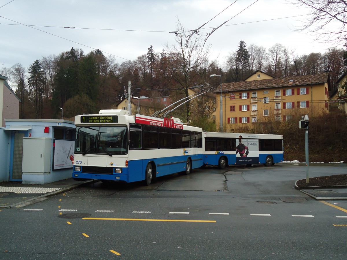 (131'493) - VBL Luzern - Nr. 270 - NAW/R&J-Hess Trolleybus am 8. Dezember 2010 in Luzern, Maihof