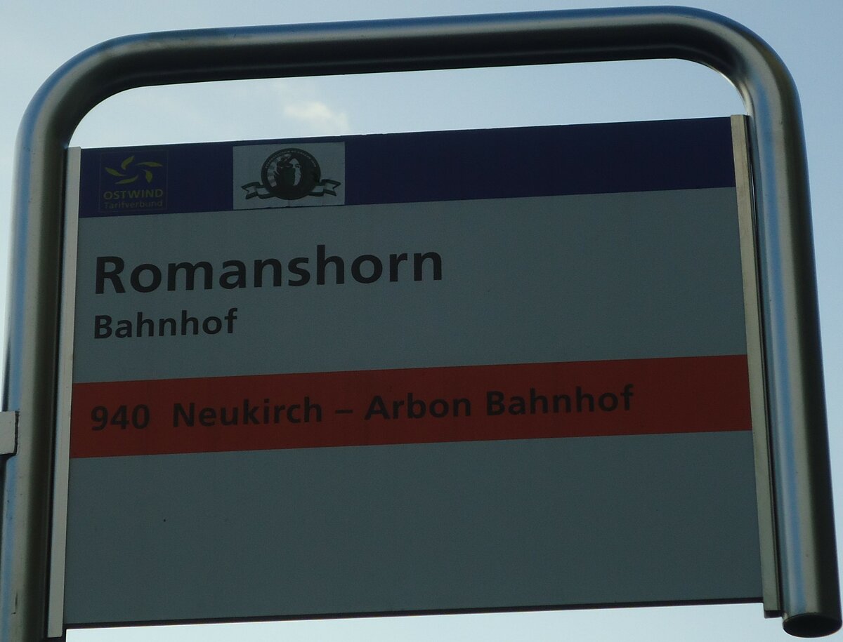 (131'545) - AOT-Haltestellenschild - Romanshorn, Bahnhof - am 9. Dezember 2010