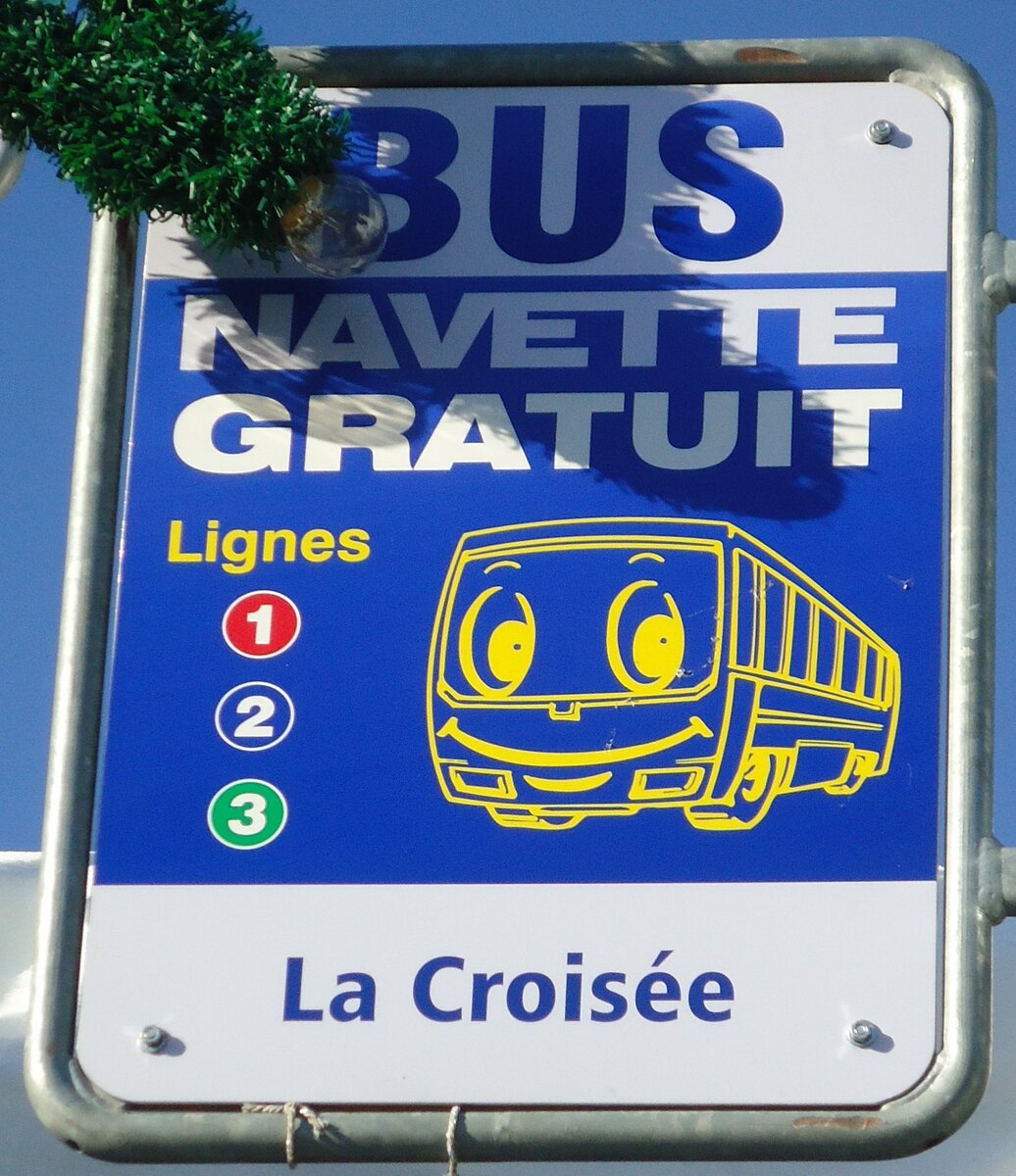 (131'948) - BUS NAVETTE-Haltestellenschild - Ovronnaz, La Croise - am 2. Januar 2011