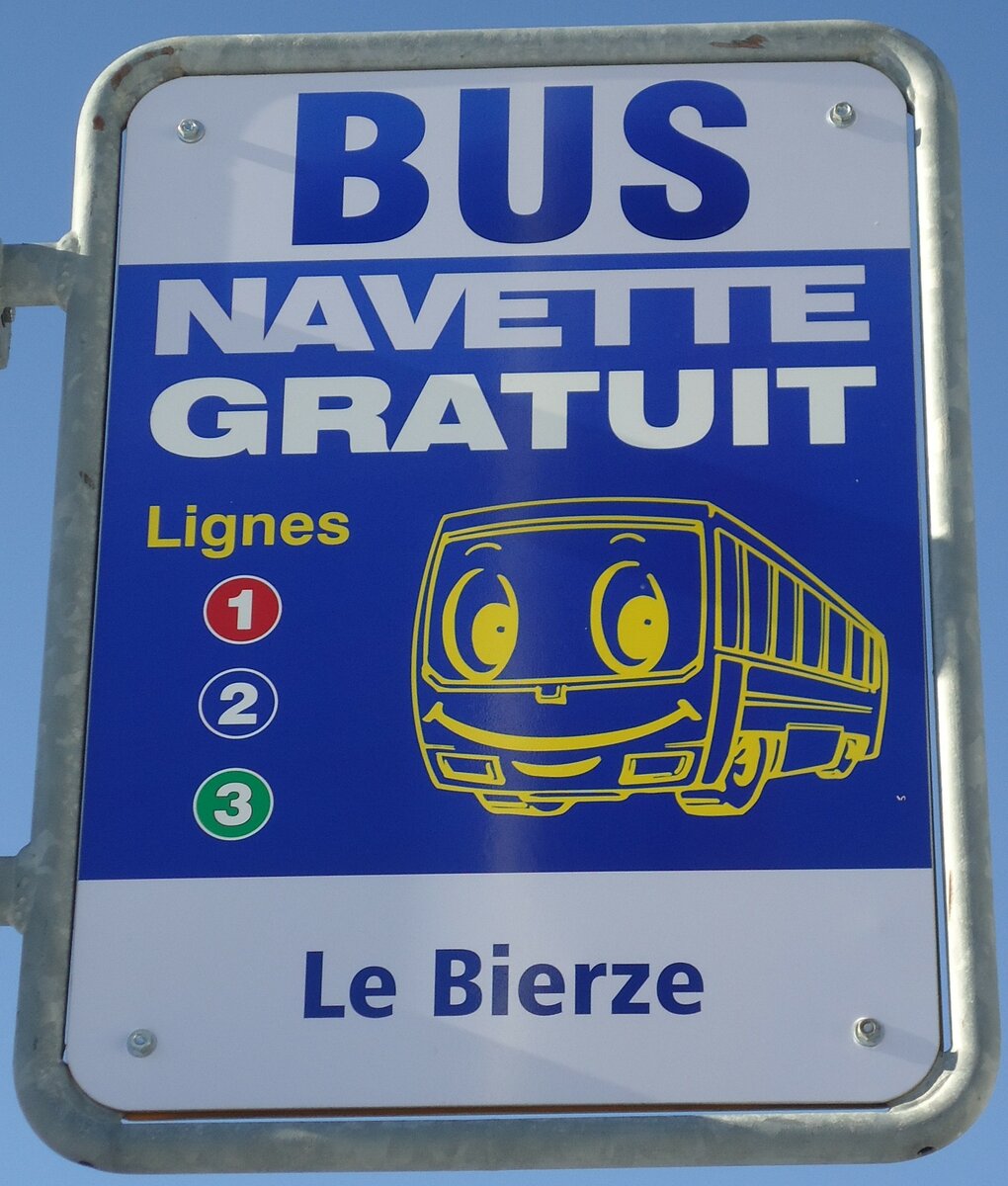 (131'957) - BUS NAVETTE-Haltestellenschild - Ovronnaz, Le Bierze - am 2. Januar 2011