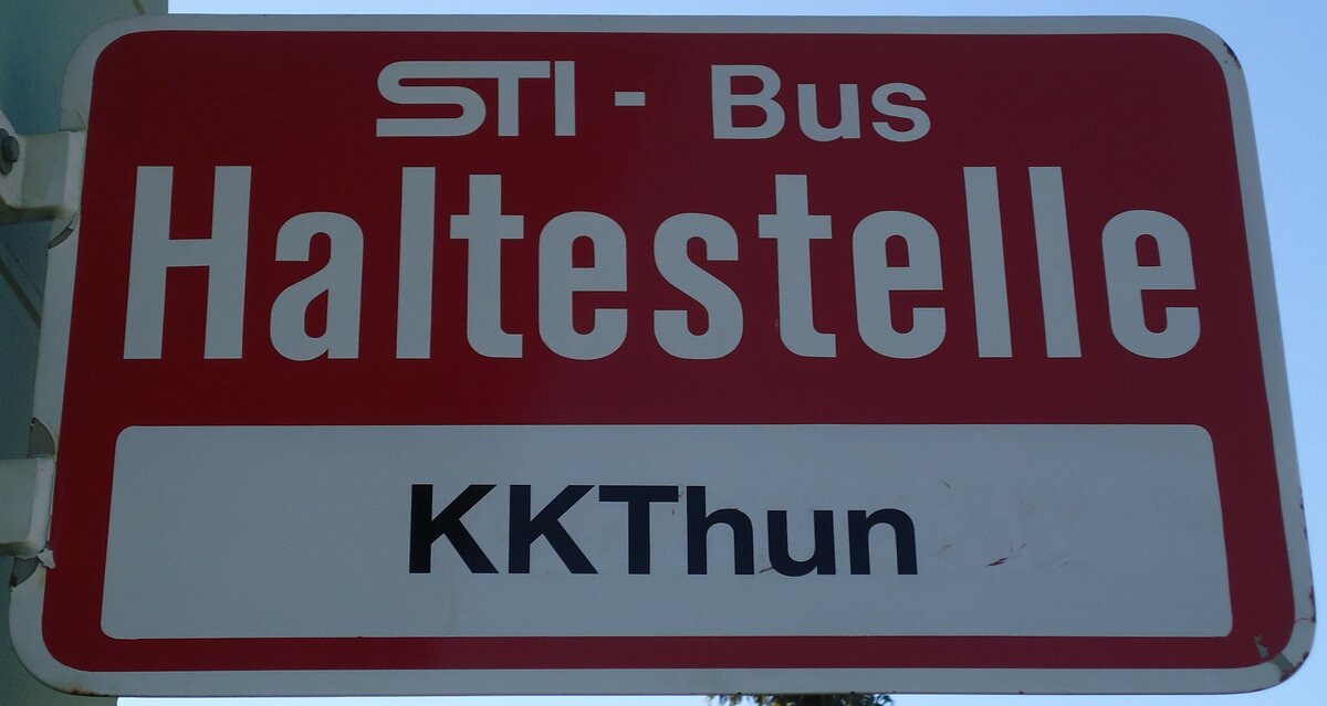 (132'604) - STI-Haltestellenschild - Thun, KK Thun - am 11. Februar 2011
