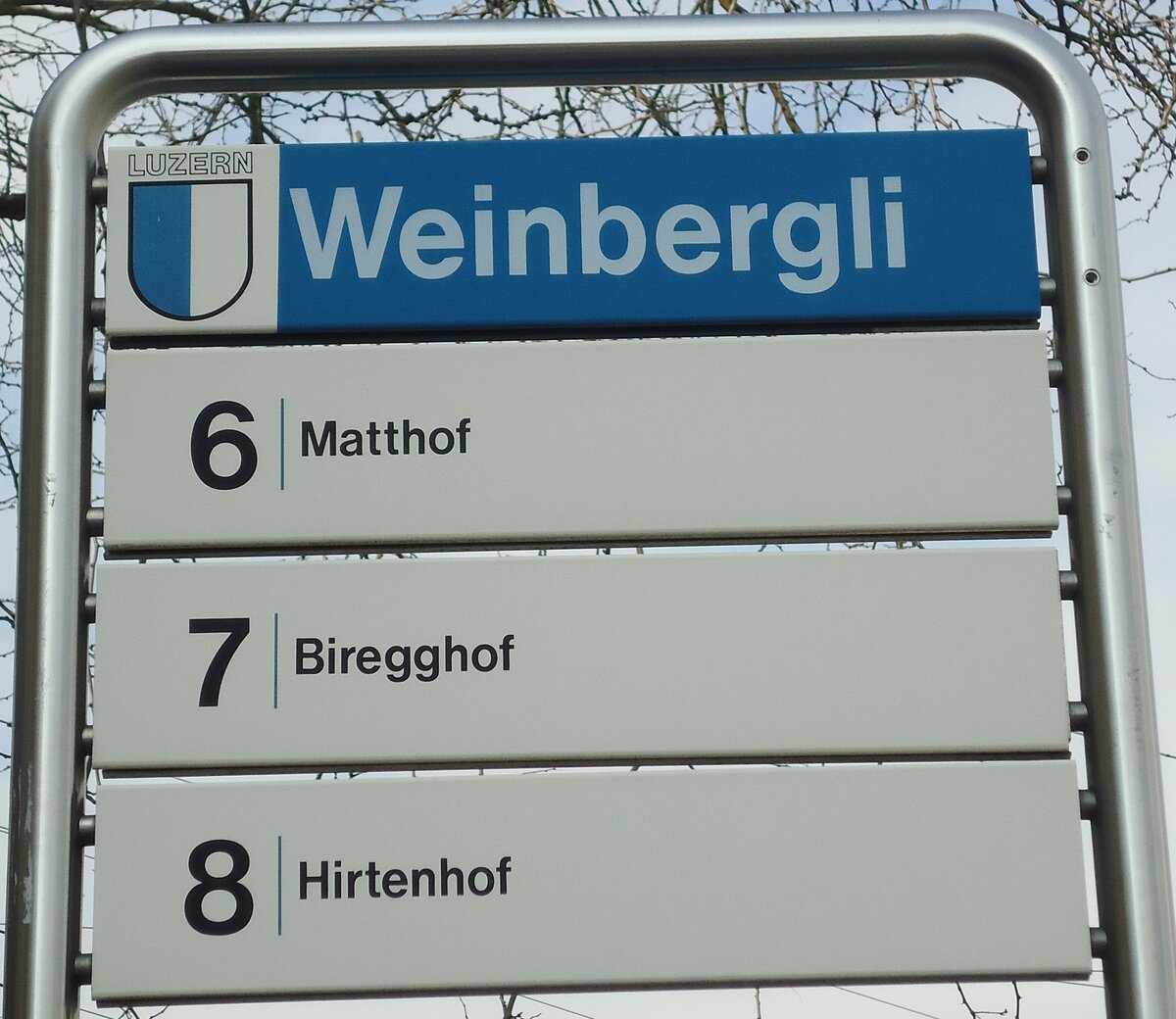 (132'988) - VBL-Haltestellenschild - Luzern, Weinbergli - am 11. Mrz 2011