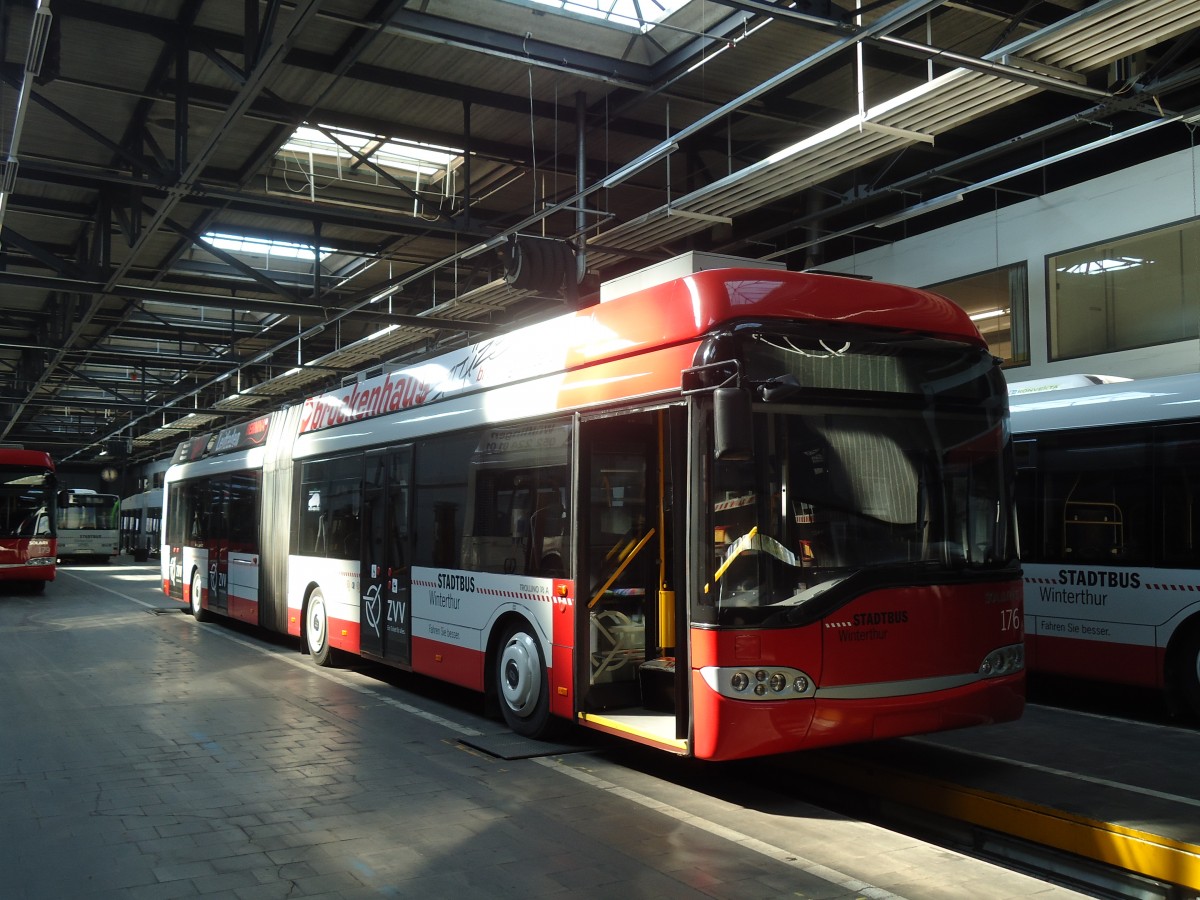 (133'091) - SW Winterthur - Nr. 176 - Solaris Gelenktrolleybus am 20. Mrz 2011 in Winterthur, Depot Grzefeld