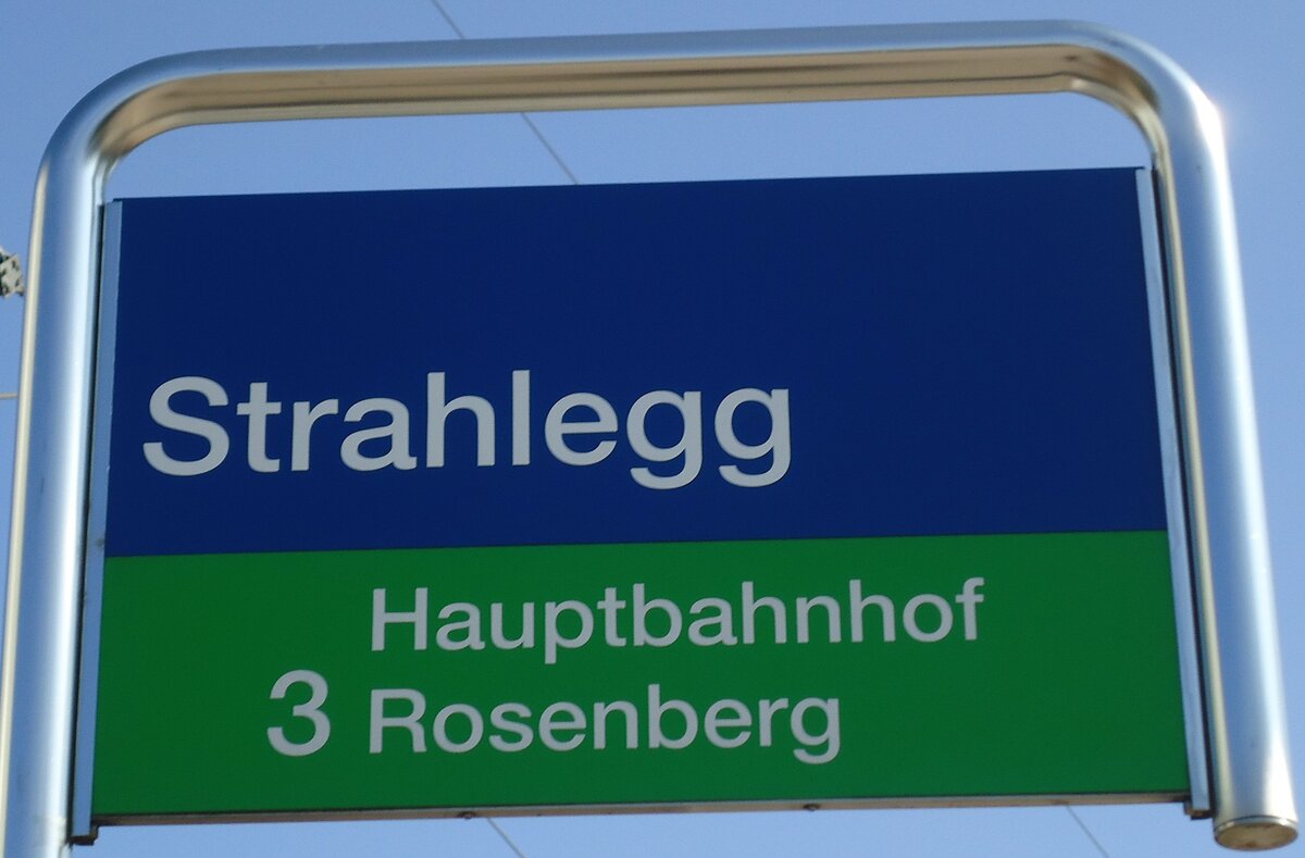 (133'138) - SBW-Haltestellenschild - Winterthur, Strahlegg - am 20. Mrz 2011