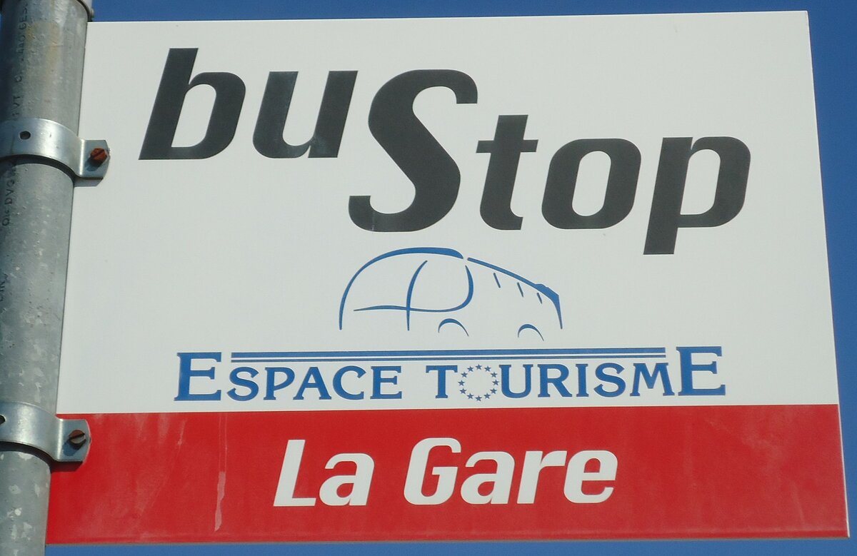 (133'177) - Espace Tourisme-Haltestellenschild - Riddes, La Gare - am 3. April 2011