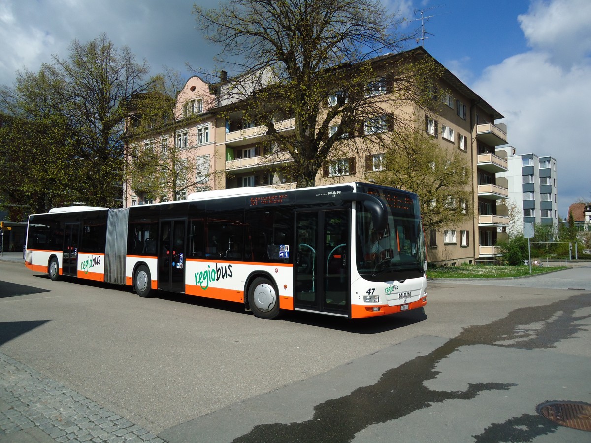 (133'214) - Regiobus, Gossau - Nr. 47/SG 332'551 - MAN am 13. April 2011 beim Bahnhof Gossau