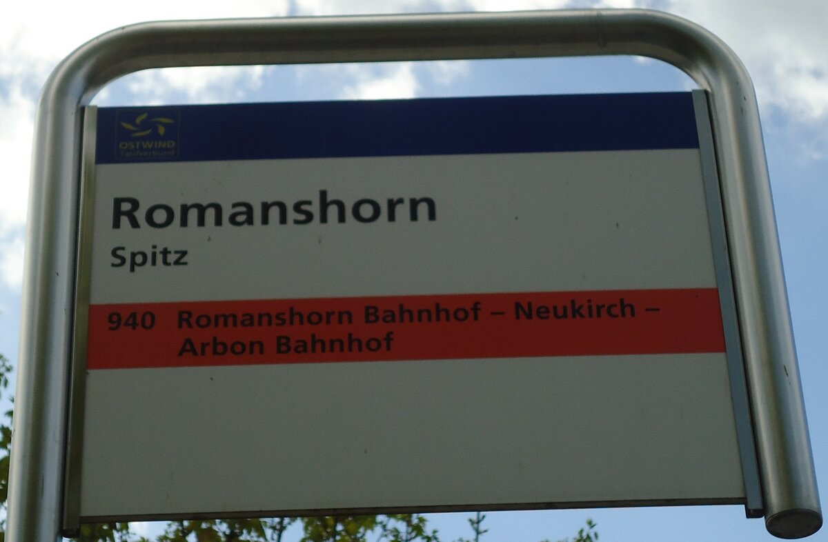 (133'260) - AOT-Haltestellenschild - Romanshorn, Spitz - am 13. April 2011