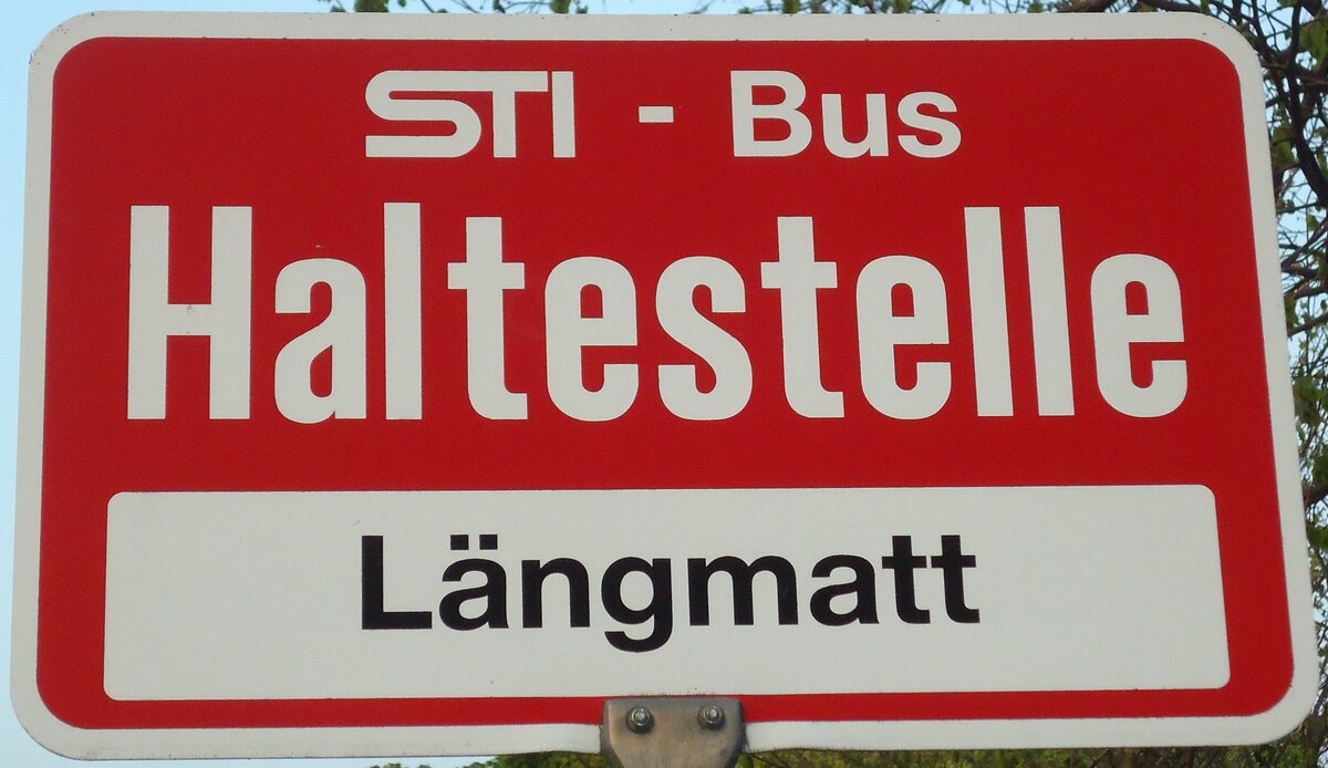 (133'317) - STI-Haltestellenschild - Thun, Lngmatt - am 16. April 2011