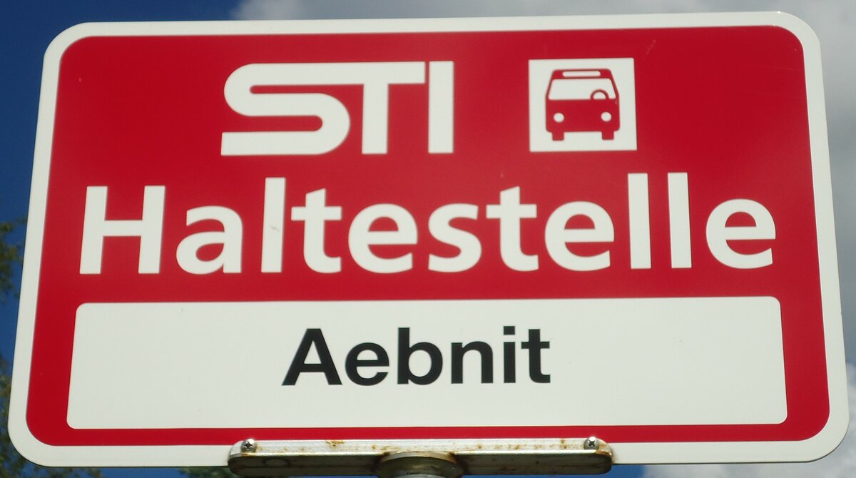 (133'873) - STI-Haltestellenschild - Unterlangenegg, Aebnit - am 28. Mai 2011