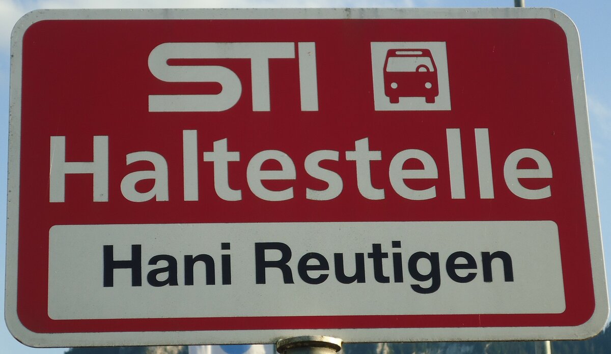 (134'630) - STI-Haltestellenschild - Hani, Hani Reutigen - am 2. Juli 2011