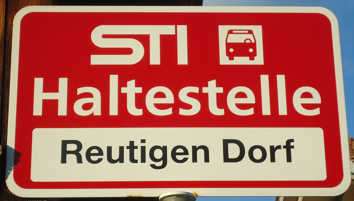 (134'637) - STI-Haltestellenschild - Reutigen, Reutigen Dorf - am 7. Juli 2011