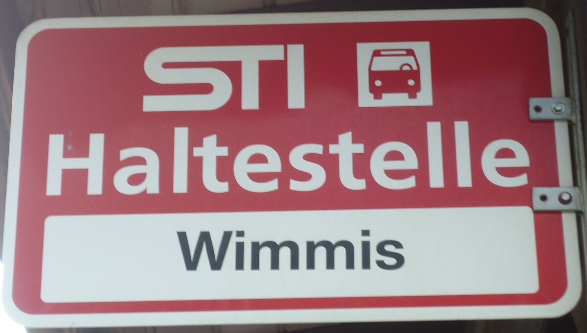 (134'646) - STI-Haltestellenschild - Wimmis, Wimmis - am 2. Juli 2011
