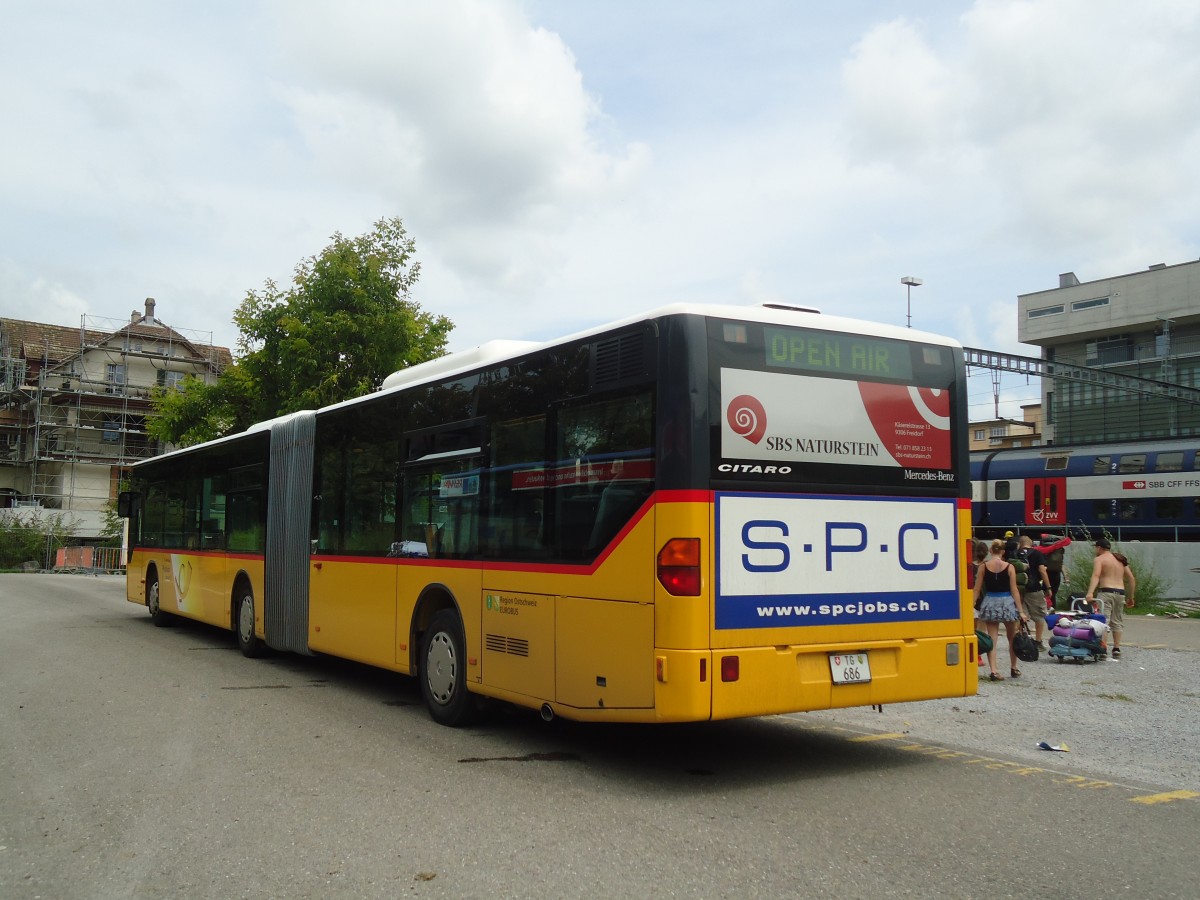 (134'896) - Eurobus, Arbon - Nr. 1/TG 686 - Mercedes am 10. Juli 2011 beim Bahnhof Frauenfeld
