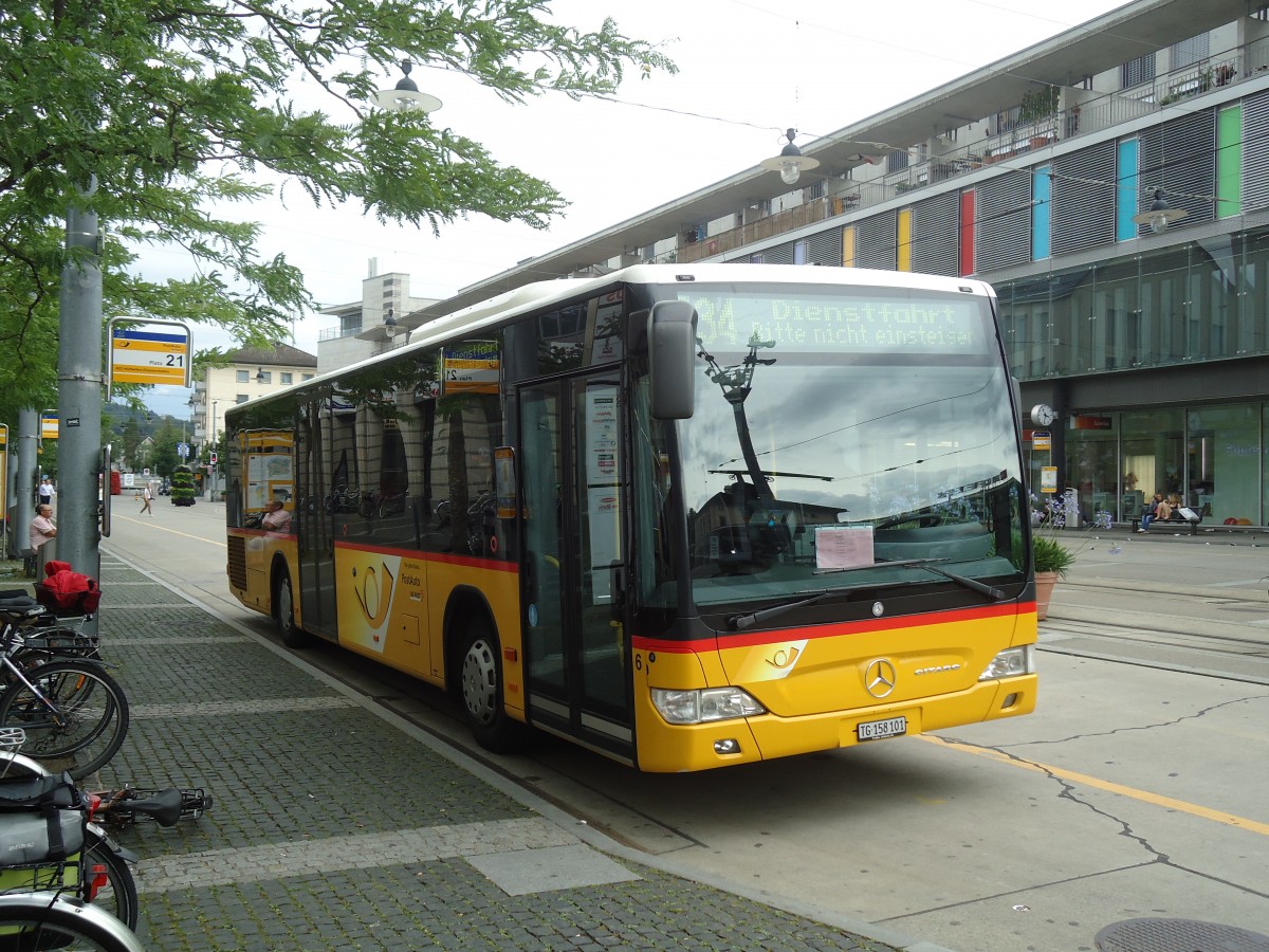 (134'944) - PostAuto Ostschweiz - Nr. 6/TG 158'101 - Mercedes am 10. Juli 2011 beim Bahnhof Frauenfeld