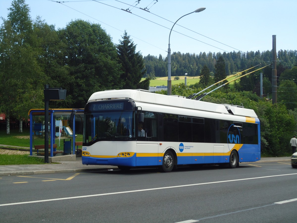 (135'008) - TC La Chaux-de-Fonds - Nr. 132 - Solaris Trolleybus am 11. Juli 2011 in La Chaux-de-Fonds, Combe--l'Ours