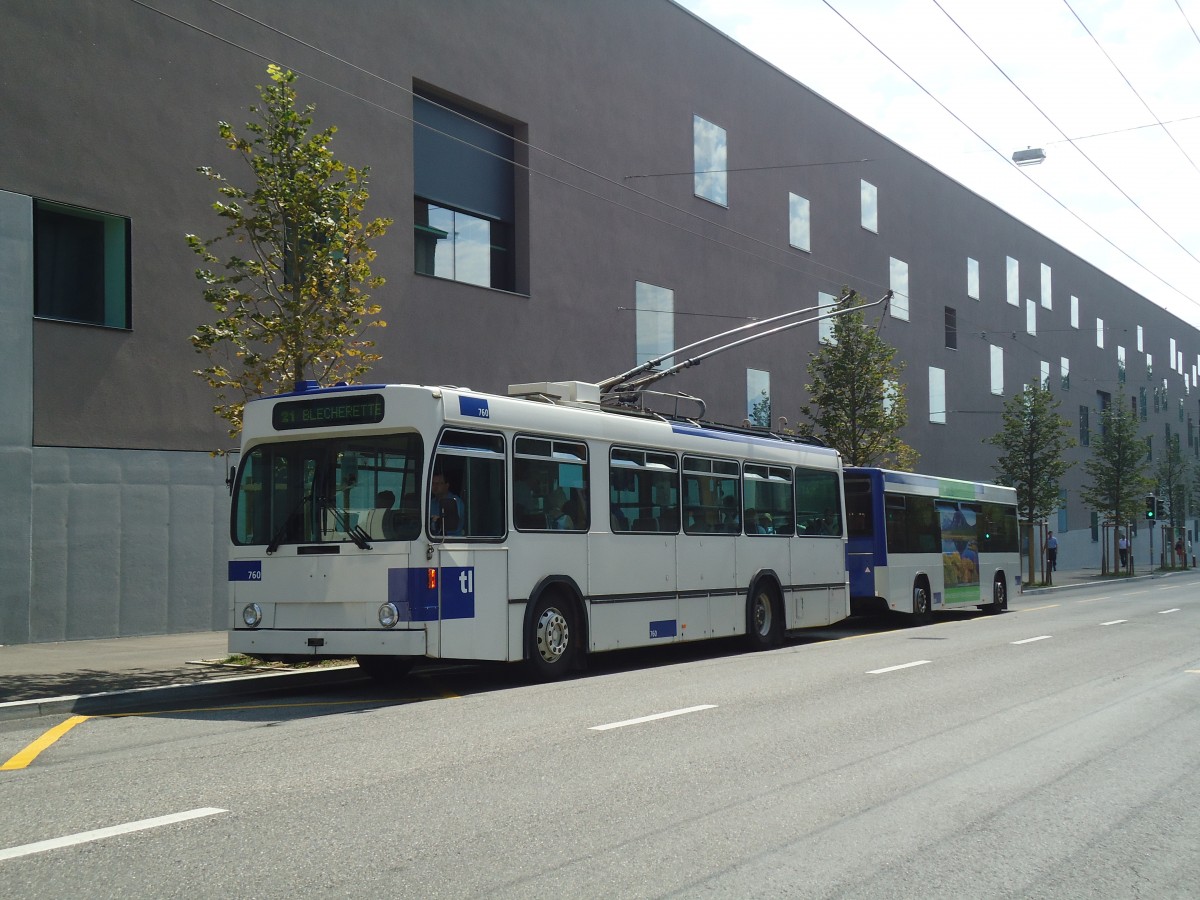 (135'048) - TL Lausanne - Nr. 760 - NAW/Lauber Trolleybus am 12. Juli 2011 in Lausanne, Beaulieu