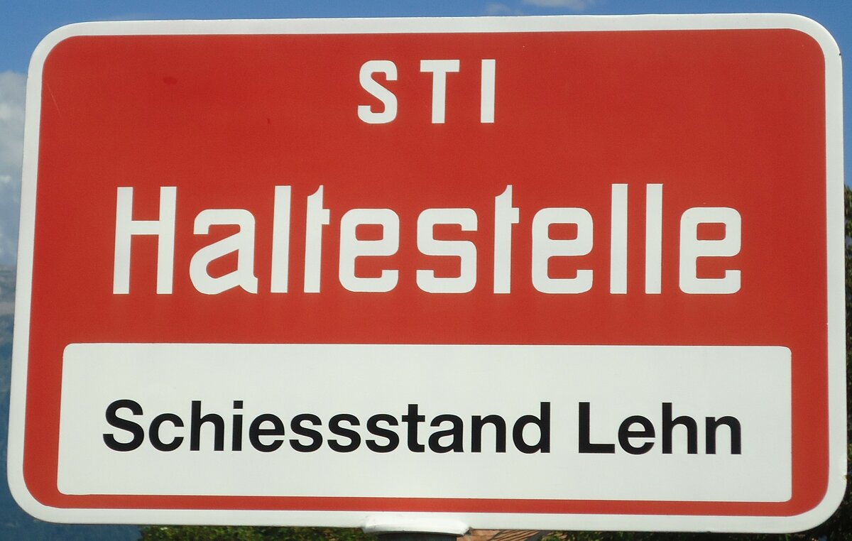 (135'478) - STI-Haltestellenschild - Unterseen, Schiessstand Lehn - am 14. August 2011