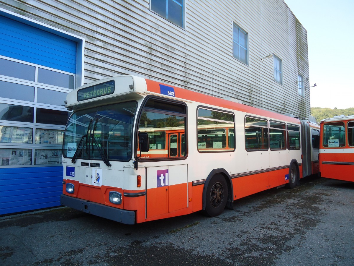 (135'631) - TL Lausanne (Rtrobus) - Nr. 888 - Saurer/Hess Gelenktrolleybus (ex TPG Genve Nr. 659) am 20. August 2011 in Moudon, Rtrobus