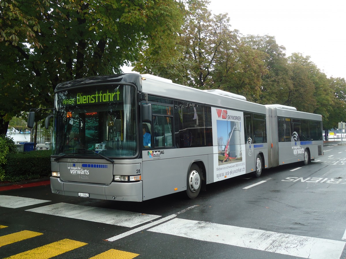(135'861) - AAGR Rothenburg - Nr. 28/LU 15'041 - Scania/Hess am 5. September 2011 beim Bahnhof Luzern