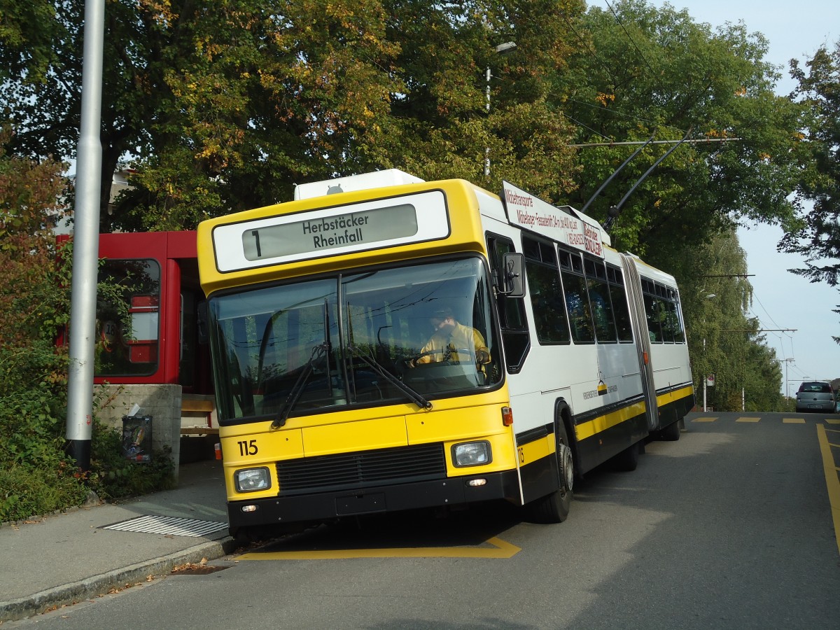 (136'212) - VBSH Schaffhausen - Nr. 115 - NAW/Hess Gelenktrolleybus am 25. September 2011 in Schaffhausen, Hohenstoffel