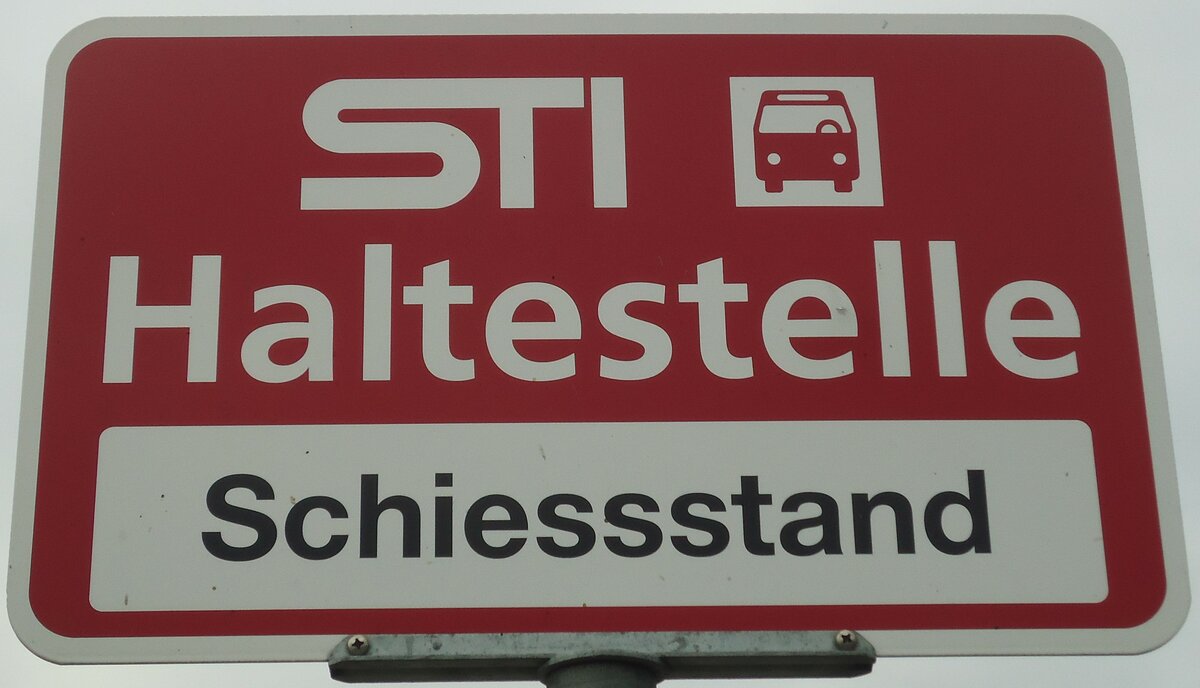 (136'617) - STI-Haltestellenschild - Steffisburg, Schiessstand - am 17. Oktober 2011