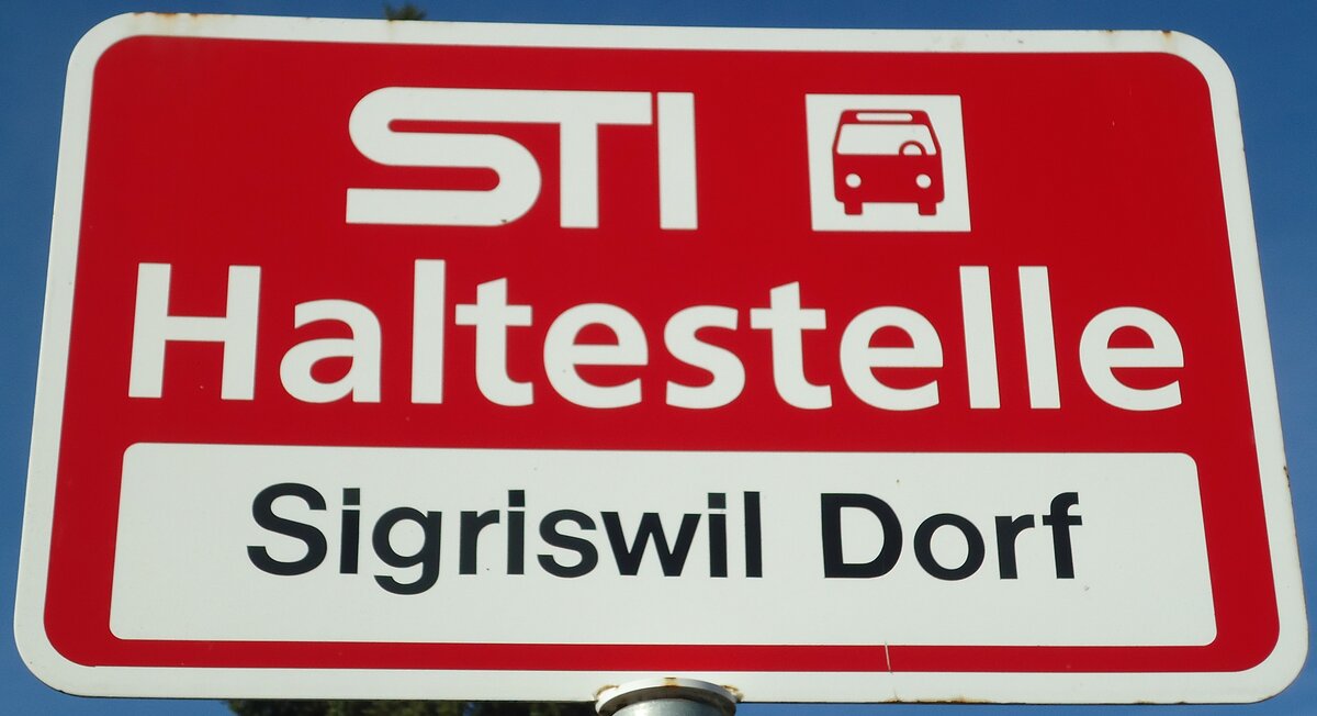 (136'693) - STI-Haltestellenschild - Sigriswil, Sigriswil Dorf - am 31. Oktober 2011