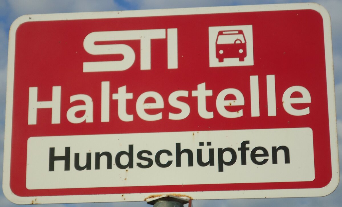 (136'754) - STI-Haltestellenschild - Heiligenschwendi, Hundschpfen - am 20. November 2011