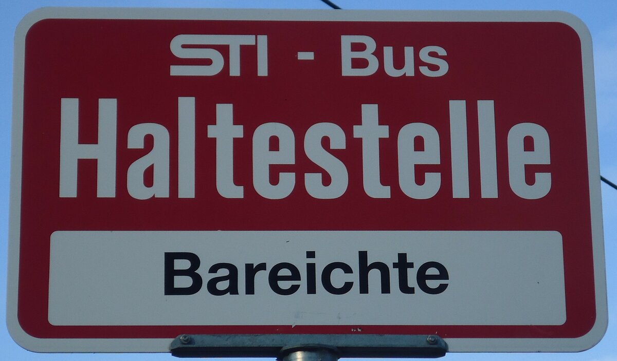 (136'788) - STI-Haltestellenschild - Aeschlen, Bareichte - am 21. November 2011