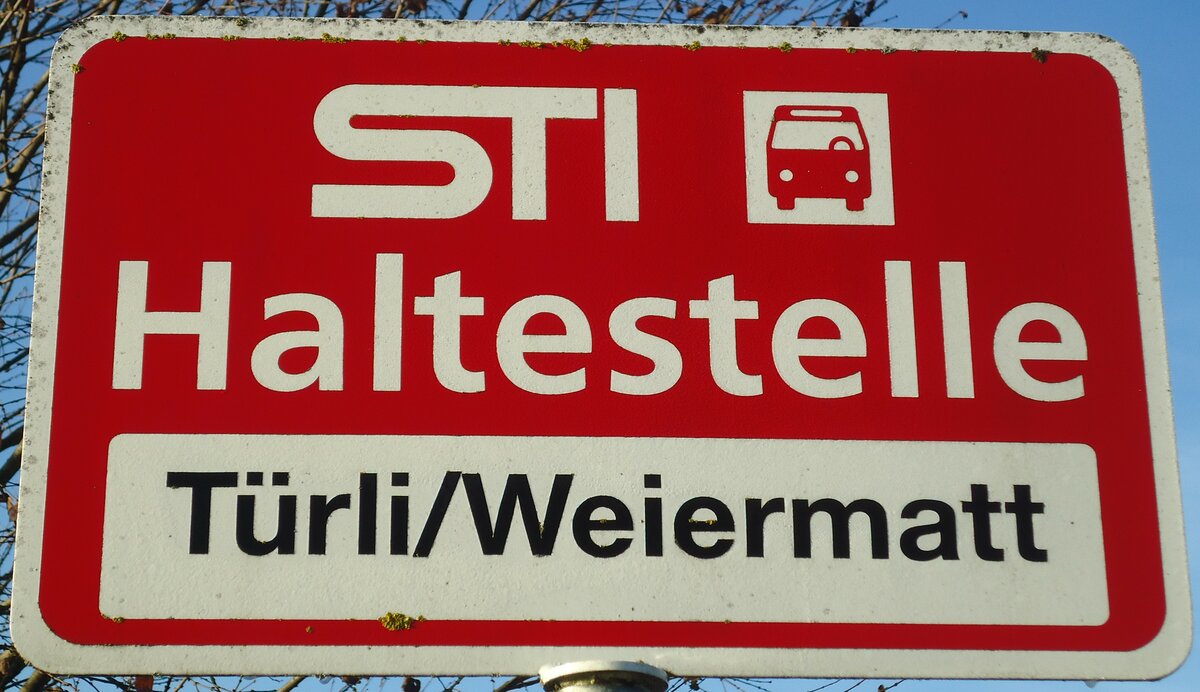 (136'796) - STI-Haltestellenschild - Lngenbhl, Trli/Weiermatt - am 22. November 2011